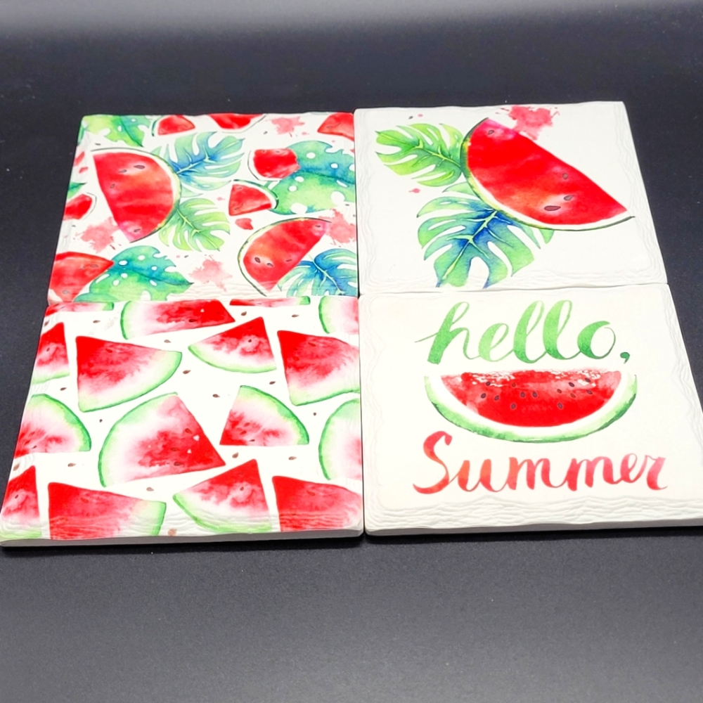 Home Concepts Hello Summer Watermelon Coasters - set of 4 coasters cork backing